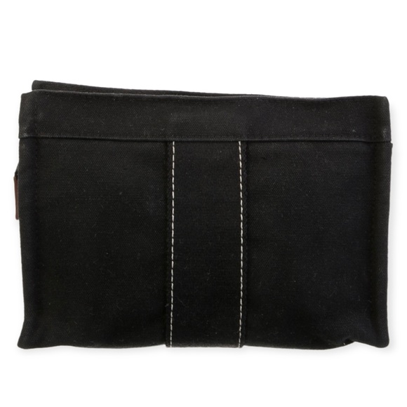 HERMÈS Cosmetic Pouch Toile Fourre-Tout Make Up Bag Black Canvas - Picture 6 of 6